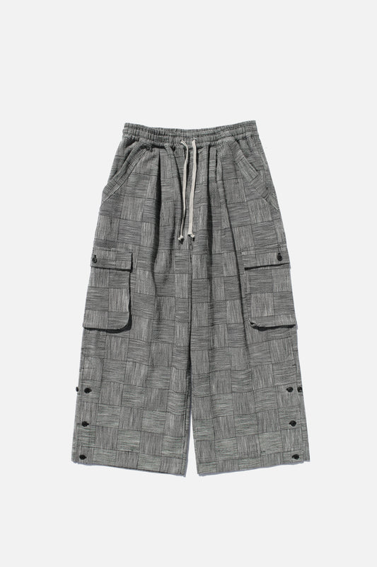 O PROJECT BLOCK STRIPE CLOTH EASY CARGO PANTS