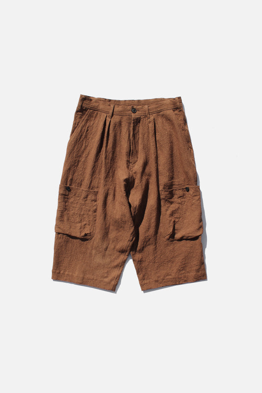 O PROJECT NAT DYED LT CANVAS CROPPED CARGO PANTS - KAKISHIBU