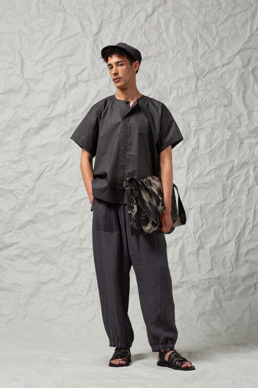 O PROJECT COATED TYPEWRITER WOVEN TEE - DARK GREY