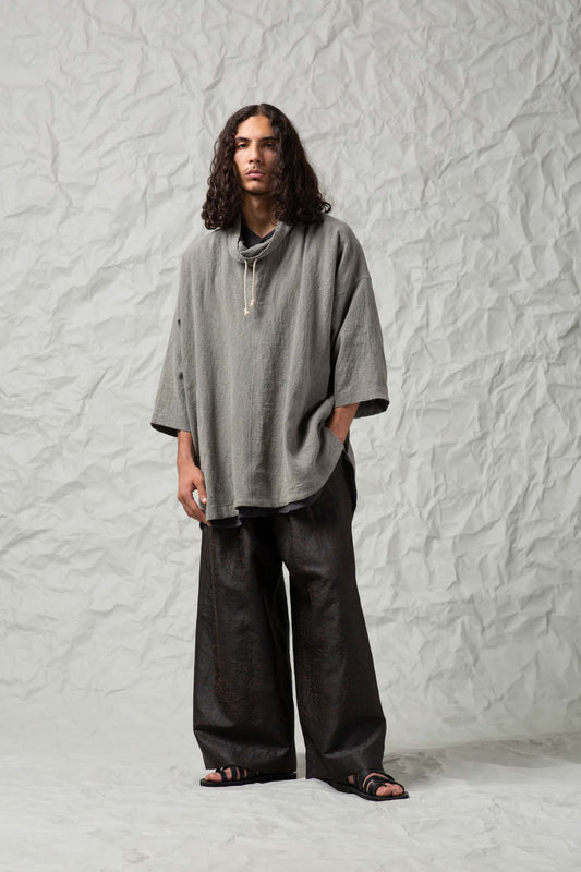 O PROJECT NAT DYED LT CANVAS PULLOVER SHIRT - LIGHT SUMI