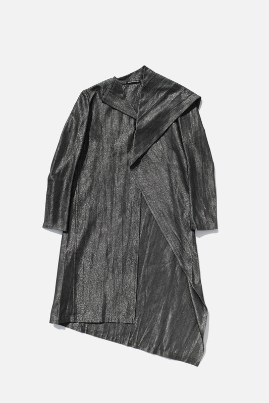 Yohji Yamamoto FEMME ASYMMETRICAL COAT SILVER GREY