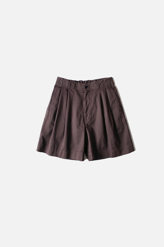 VOAAOV HIGH DENSITY TWILL SHORTS - BROWN