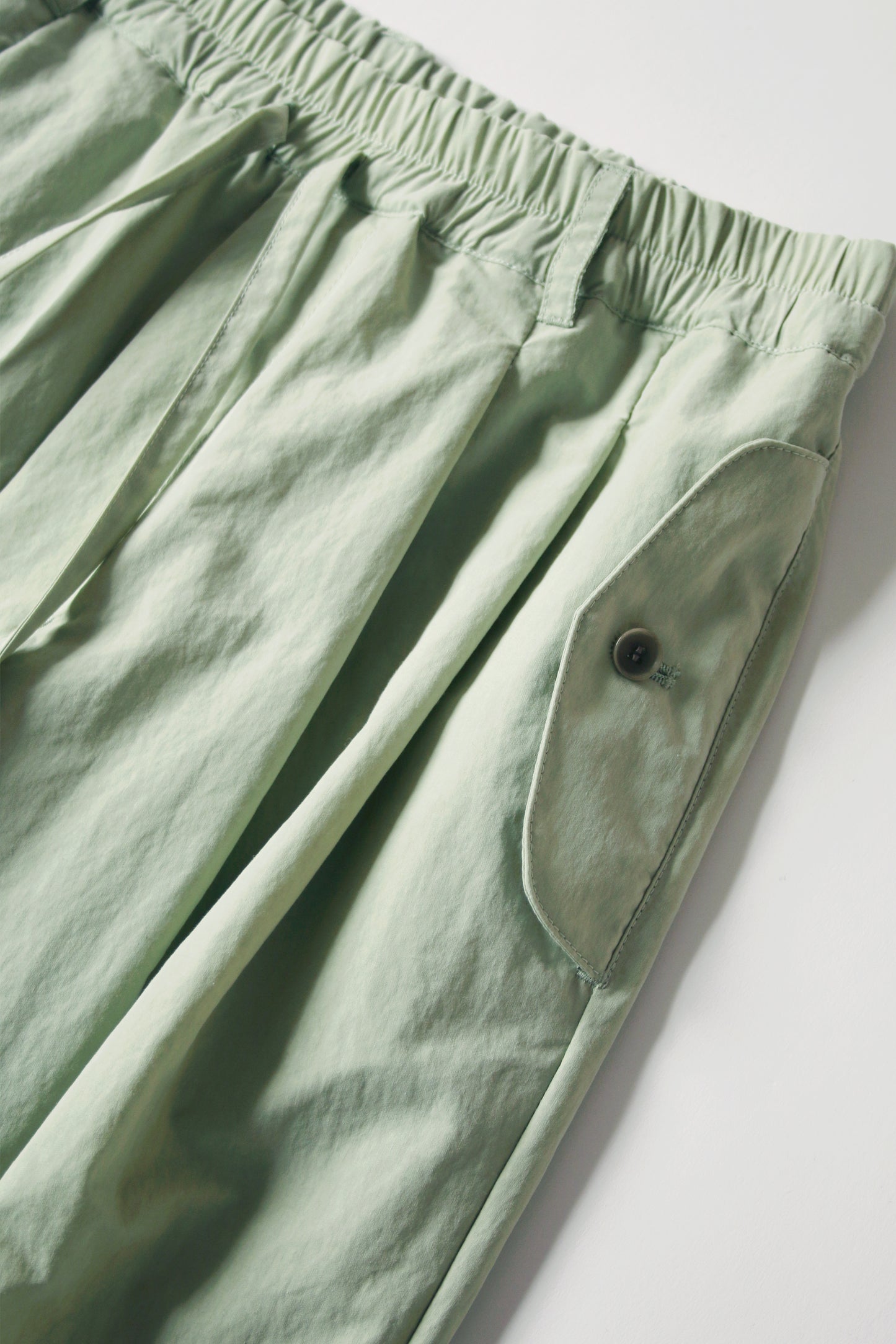 VOAAOV SUPIMA COTTON x NYLON TYPEWRITER PANTS - LIGHT GREEN