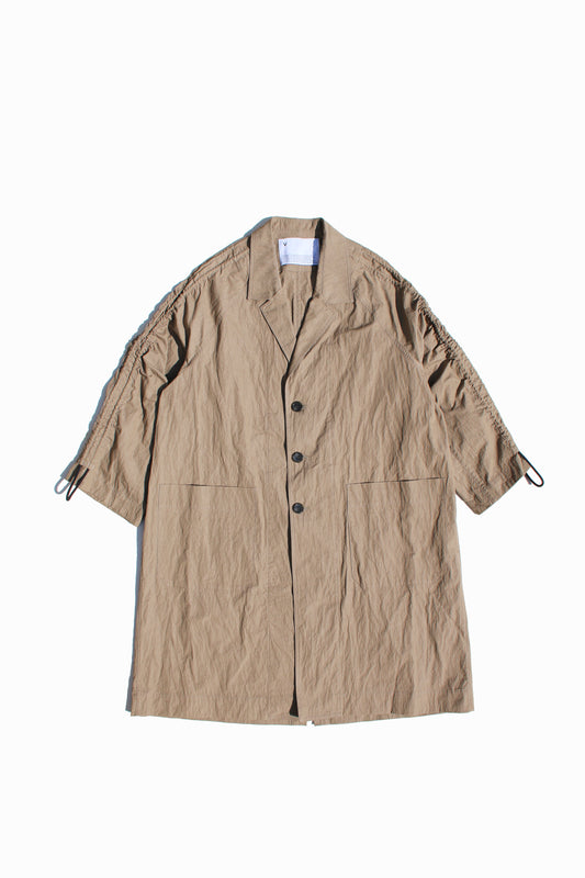 VOAAOV COTTON x NYLON RUDEBACK HALF COAT - BEIGE