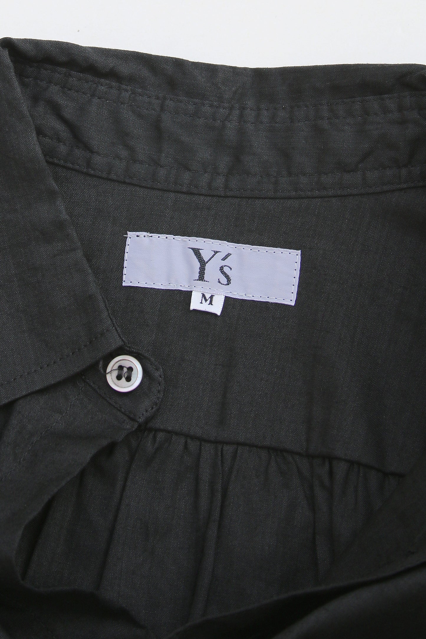 VINTAGE Y's BUTTON SLEEVE LINEN RAYON SHIRT BLACK