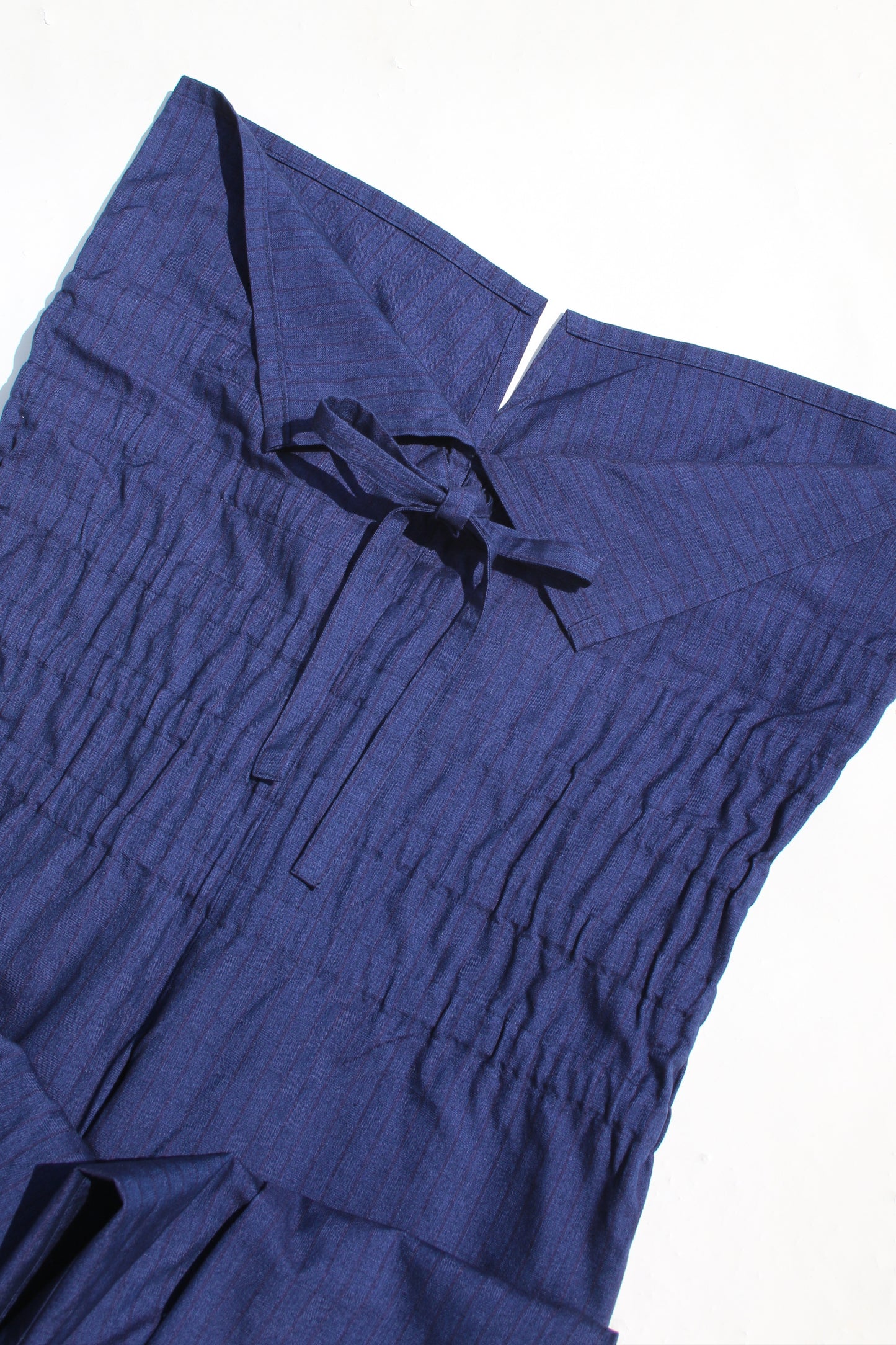 VINTAGE Yohji Yamamoto STRIPED WAIST FOLDED WIDE PANTS BLUE