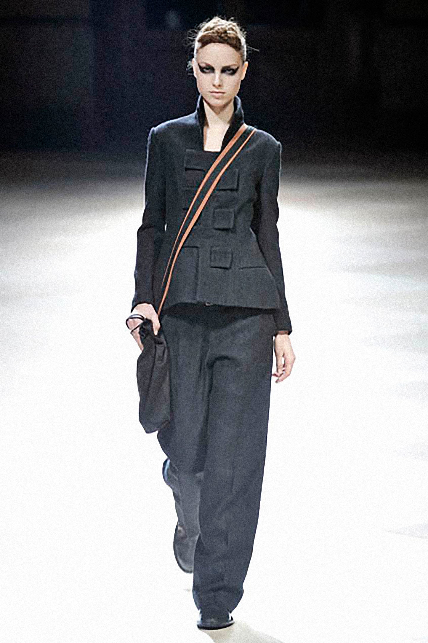 Yohji Yamamoto FEMME SNAP BUTTON WOOL SILK JACKET BLACK