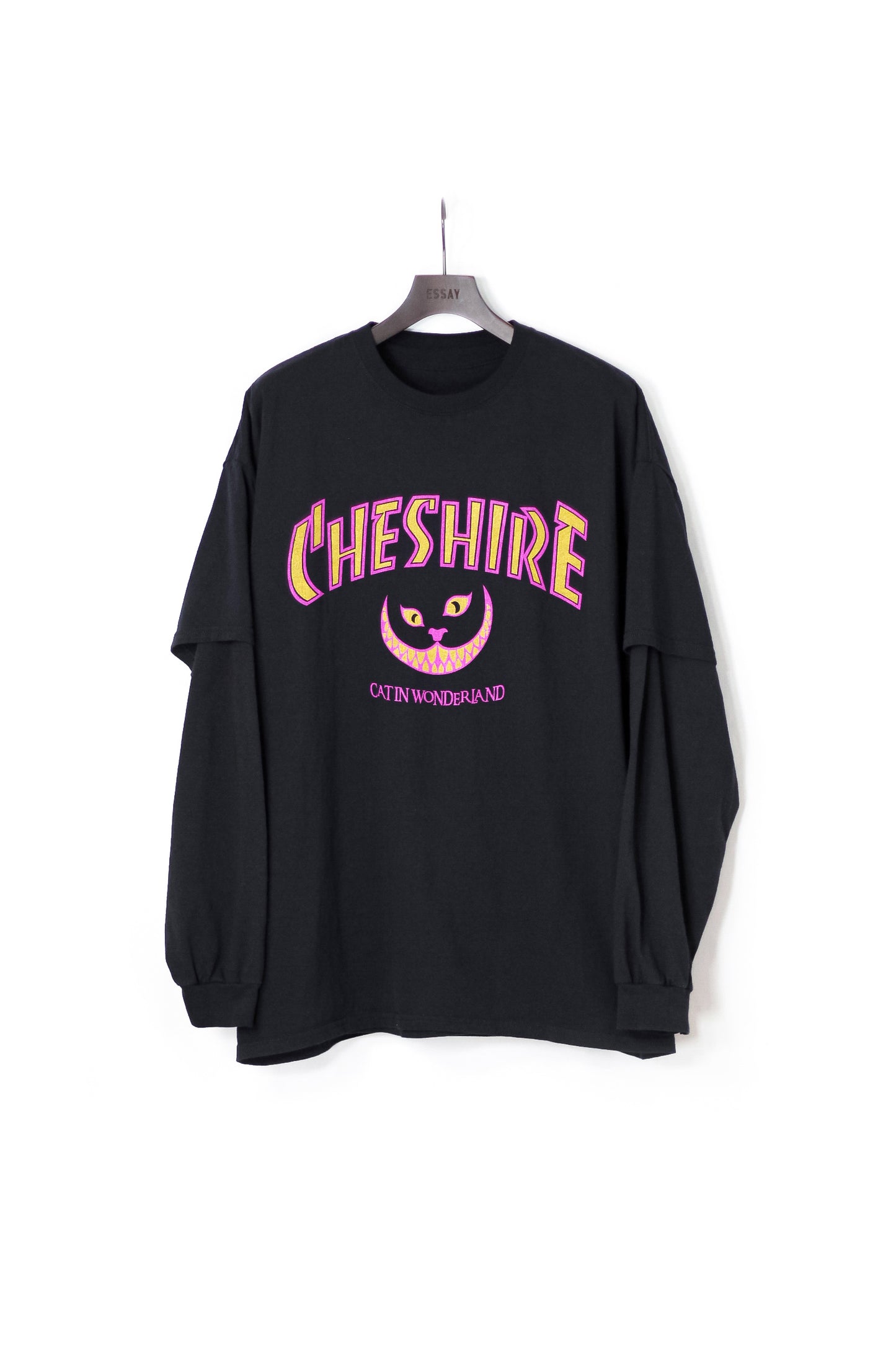 ESSAY LAYERED OVERSIZE LONG T-SHIRT - CHESHIRE CAT