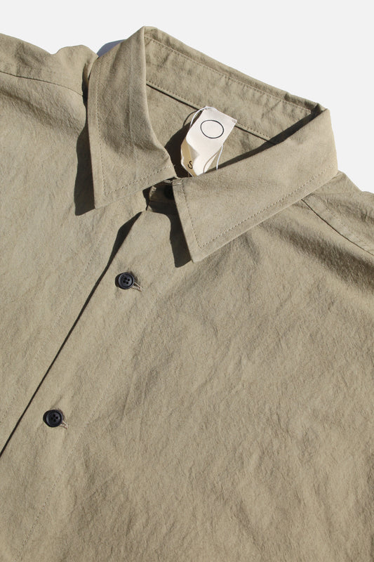 O PROJECT WASHED DENSE CLOTH LONG SHIRT - KHAKI BEIGE