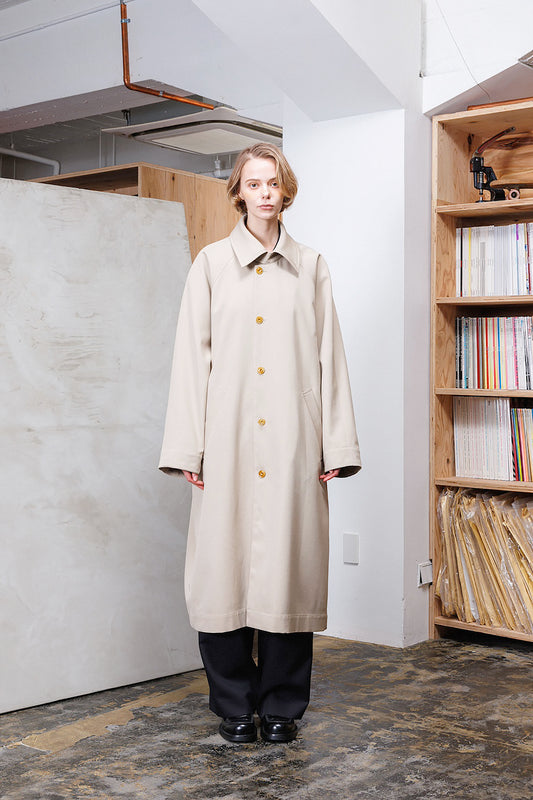 VOAAOV BISHU OLD WOOL GABARDINE COAT - BEIGE