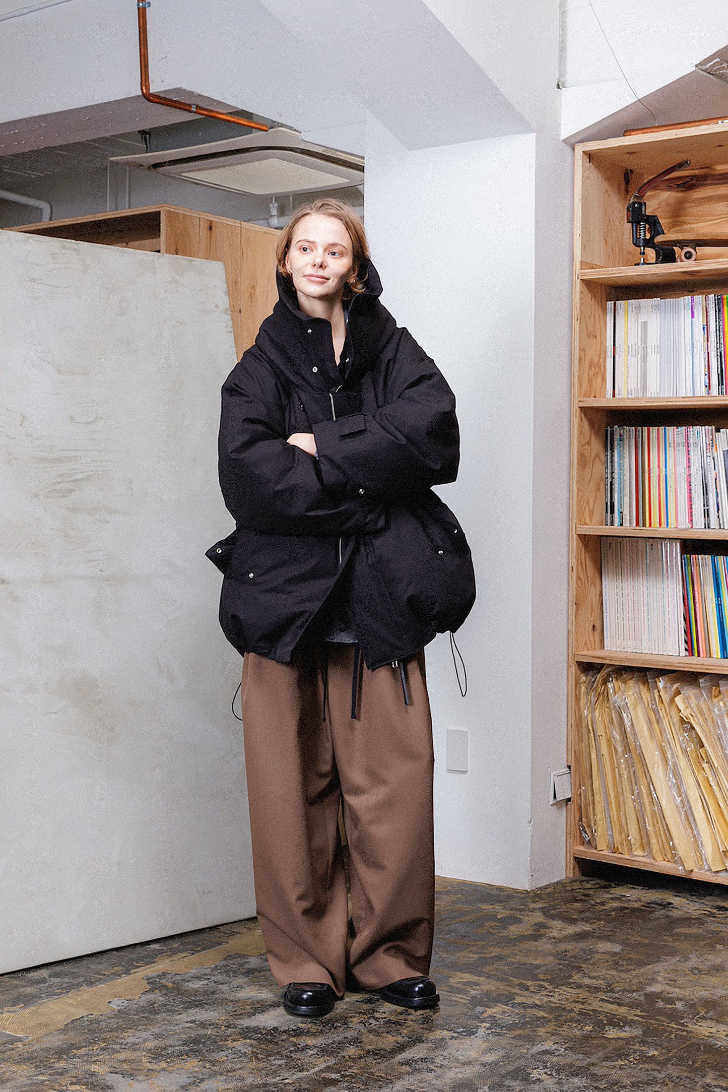 VOAAOV KAWADA DOWN NYLON JACKET - BLACK