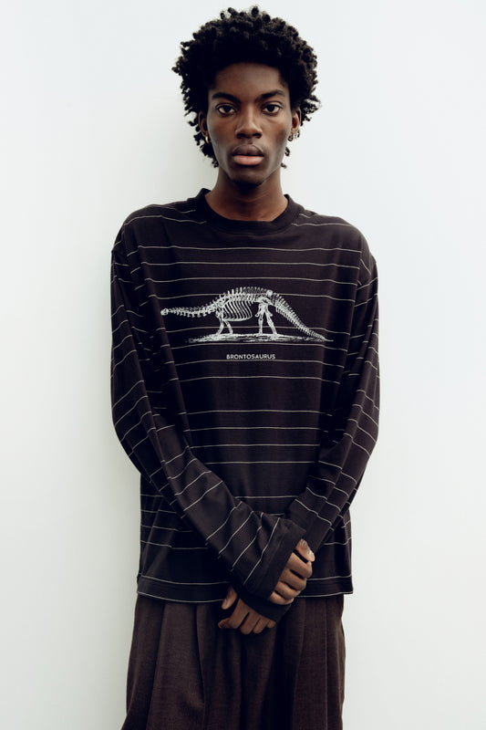 ESSAY ORIGINAL PIN STRIPE L/S T-SHIRT - BRONTOSAURUS