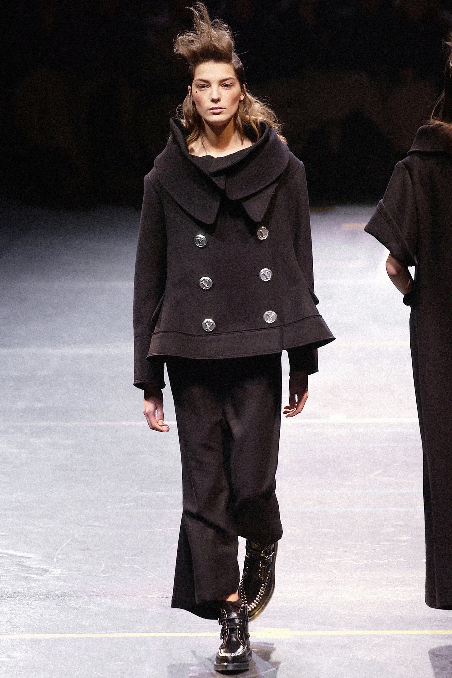 Yohji Yamamoto FEMME WOOL CASHMERE SHORT COAT BLACK