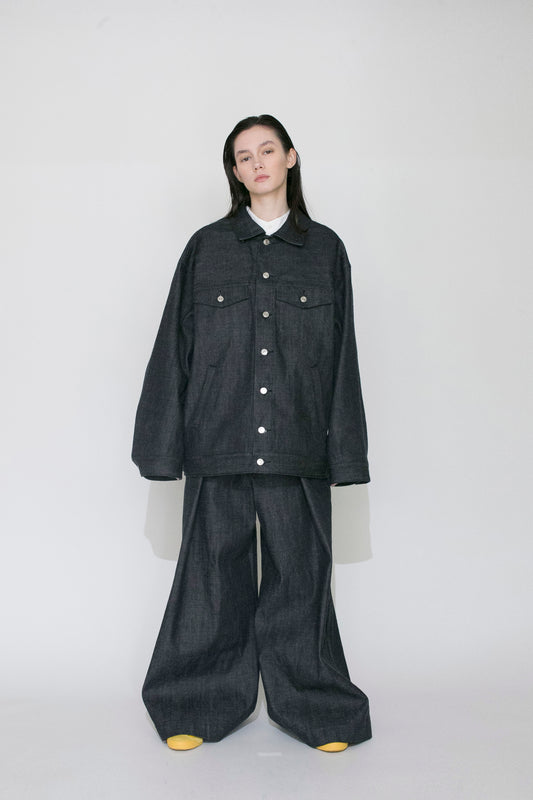VOAAOV OVERSIZED DENIM JACKET - INDIGO