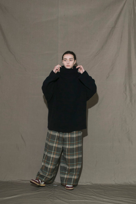 MY BEAUTIFUL LANDLET RECYCLED WOOL PILE HIGH NECK SWEATER - NAVY