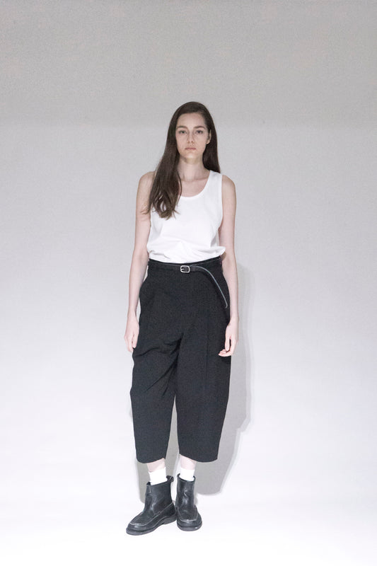 VOAAOV COTTON DYED WASHER HALF PANTS - BLACK