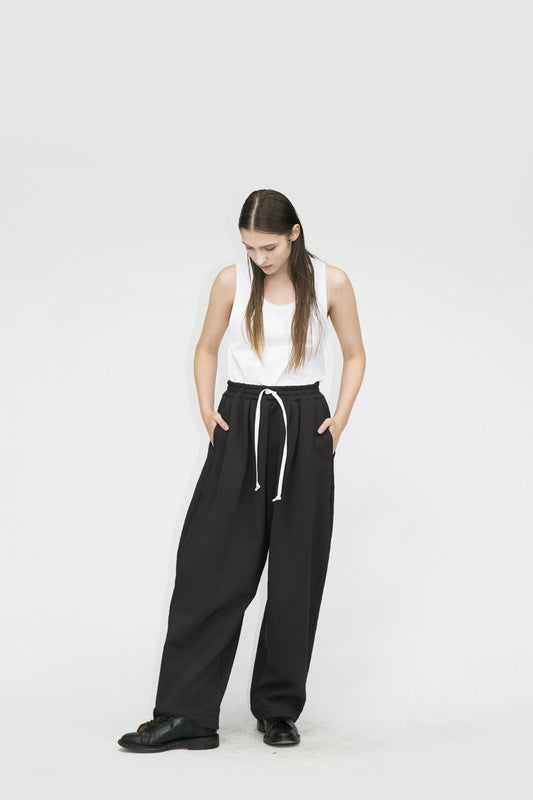 MY BEAUTIFUL LANDLET TUMBLER BRUSHED BACK PANTS - BLACK
