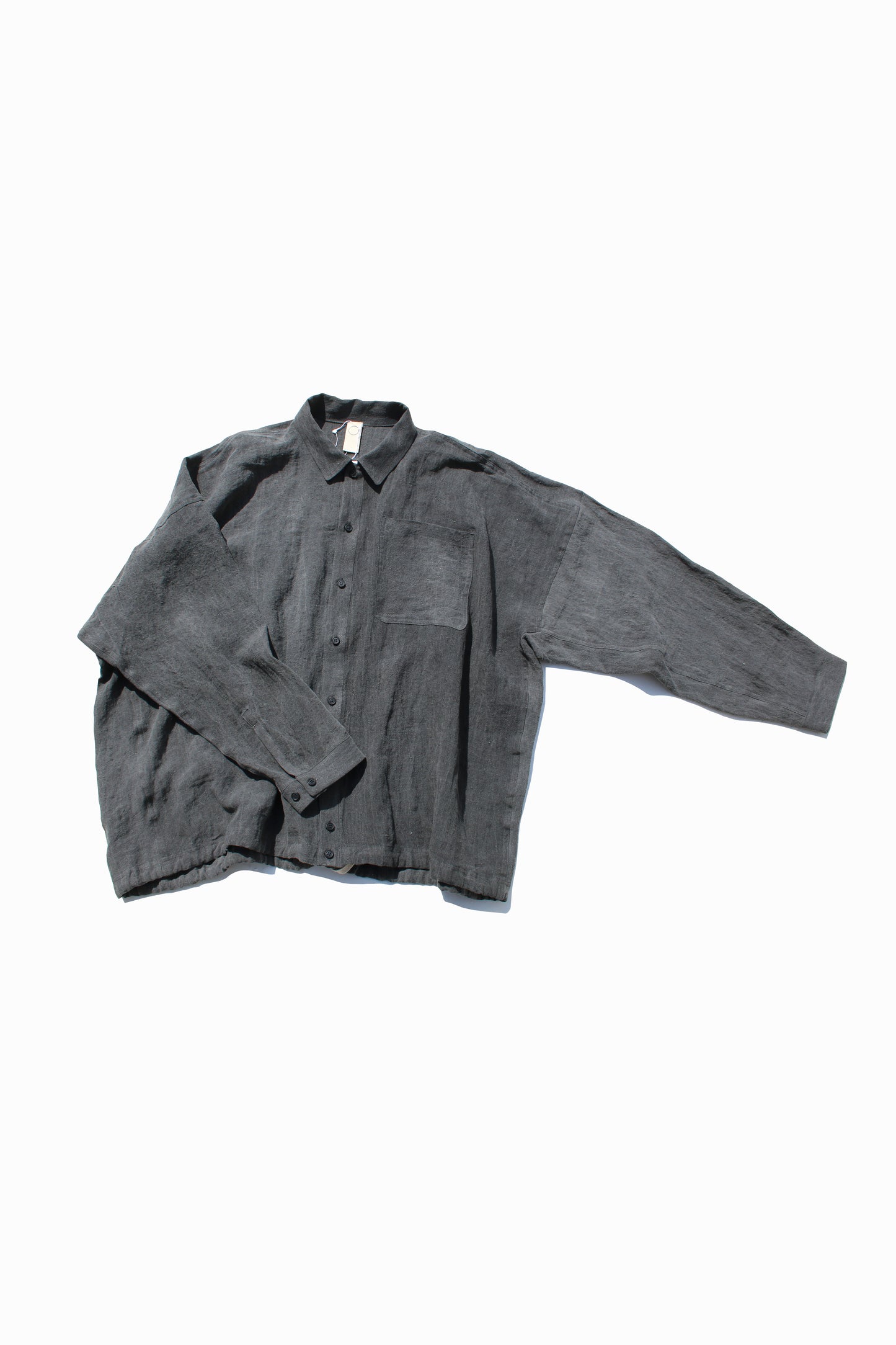 O PROJECT FLAX LAWN BOMBER SHIRT - DK SUMI DYED