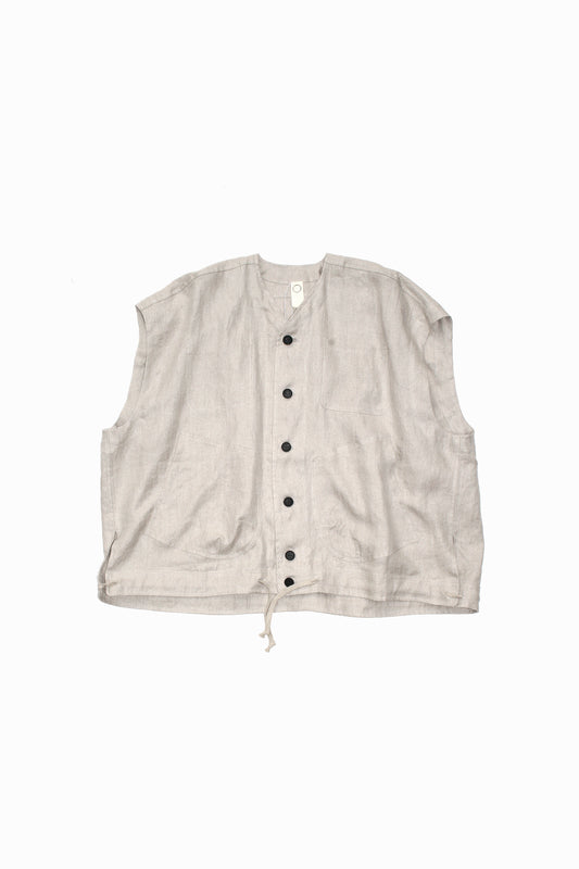O PROJECT DENSE HERRINGBONE SLEEVELESS JACKET - KINARI