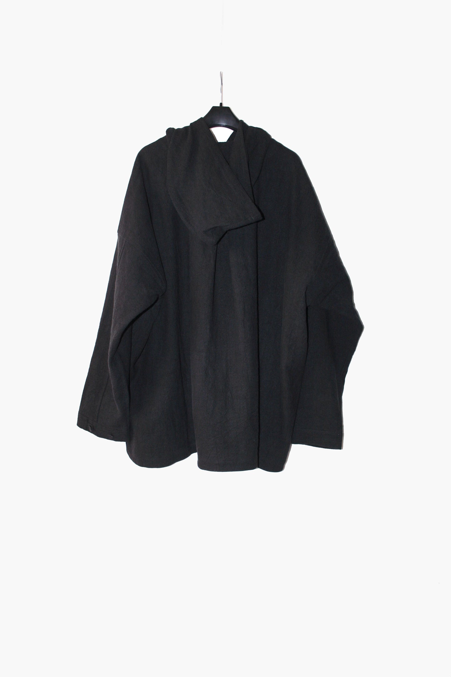O PROJECT BOILED CLOTH HOODED PULLOVER SHIRT - BLACK