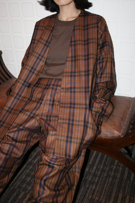 BASISBROEK WOOL LUCHI BLOUSON - BROWN CHECK