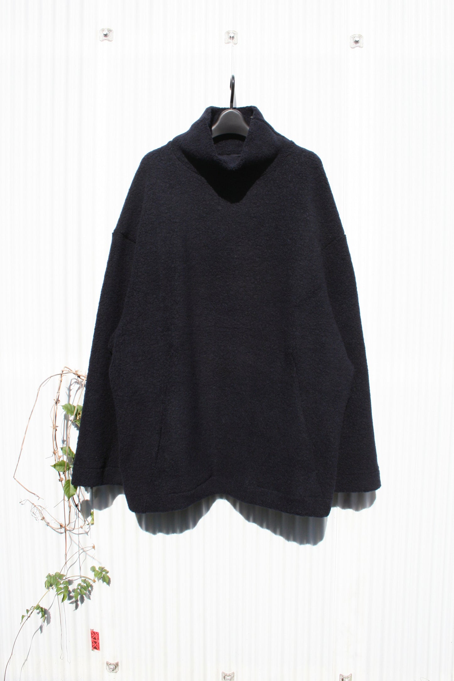 MY BEAUTIFUL LANDLET RECYCLED WOOL PILE HIGH NECK SWEATER - NAVY