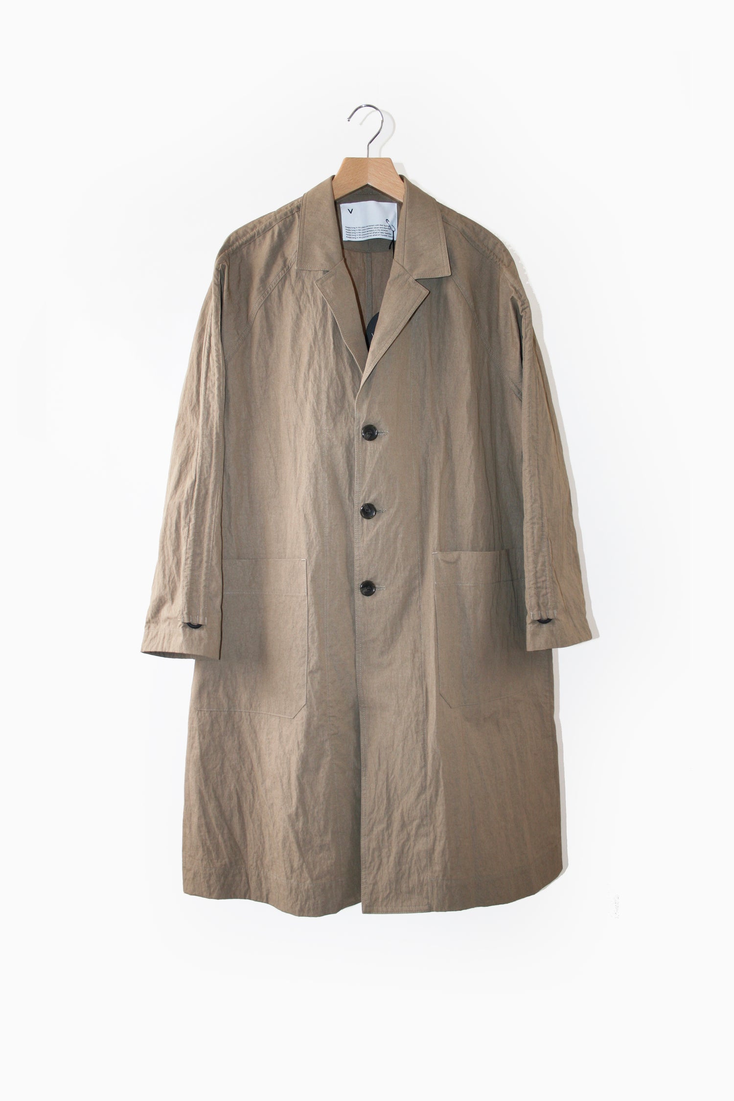 VOAAOV COTTON x NYLON RUDEBACK HALF COAT - BEIGE