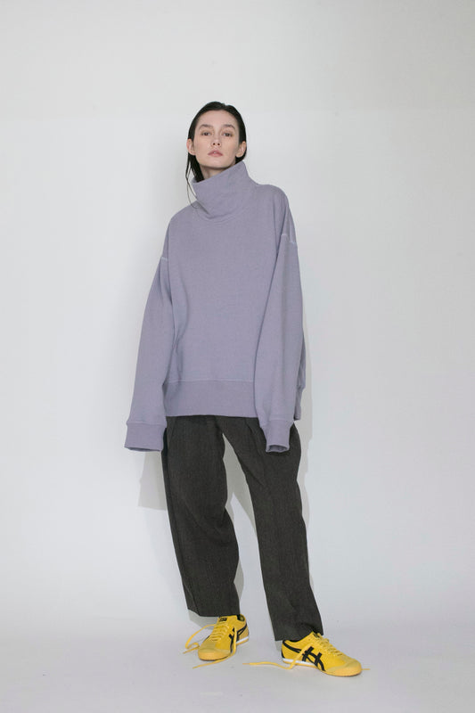 VOAAOV PILE KNITTING SWEAT SHIRT - PURPLE