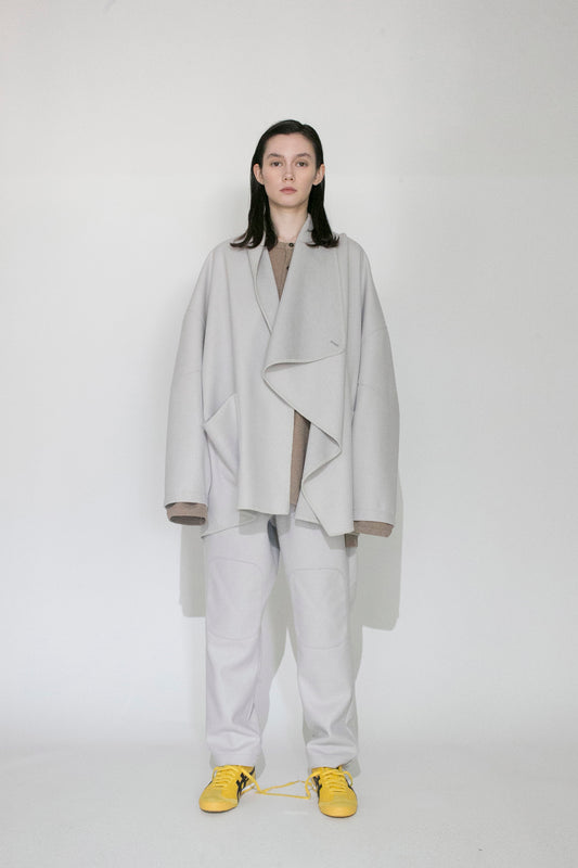 VOAAOV HYBRID RELUX JERJEY CARDIGAN - LIGHT GRAY