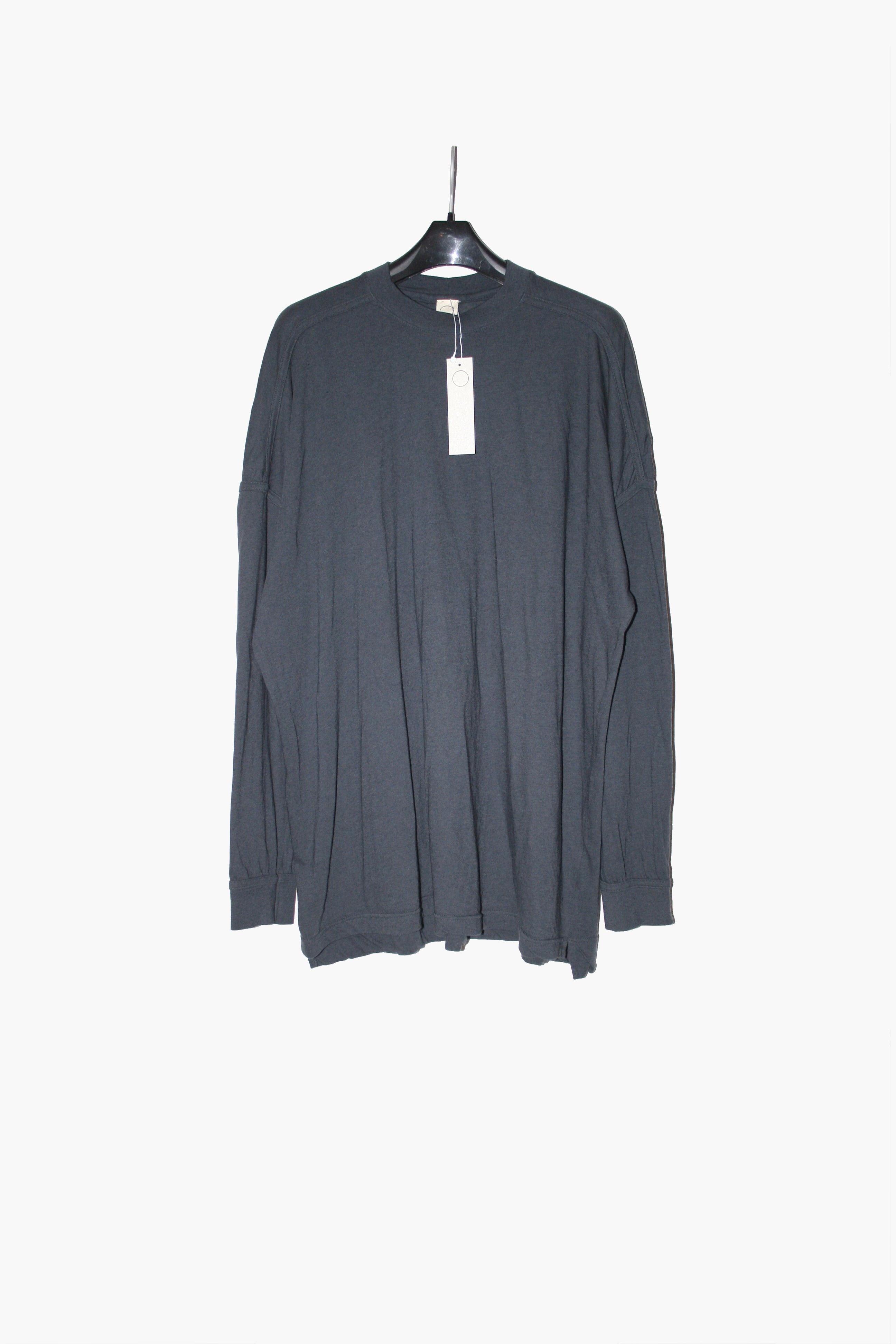 O PROJECT COTTON WOOL JERSEY LONG SLEEVE TEE - STEEL / TAUPE