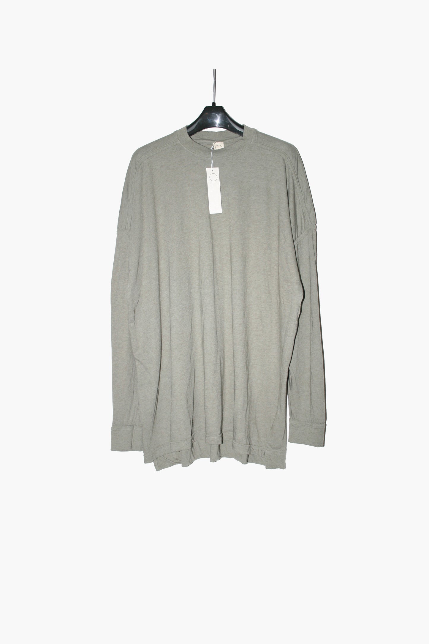 O PROJECT COTTON WOOL JERSEY LONG SLEEVE TEE - STEEL / TAUPE / BLACK