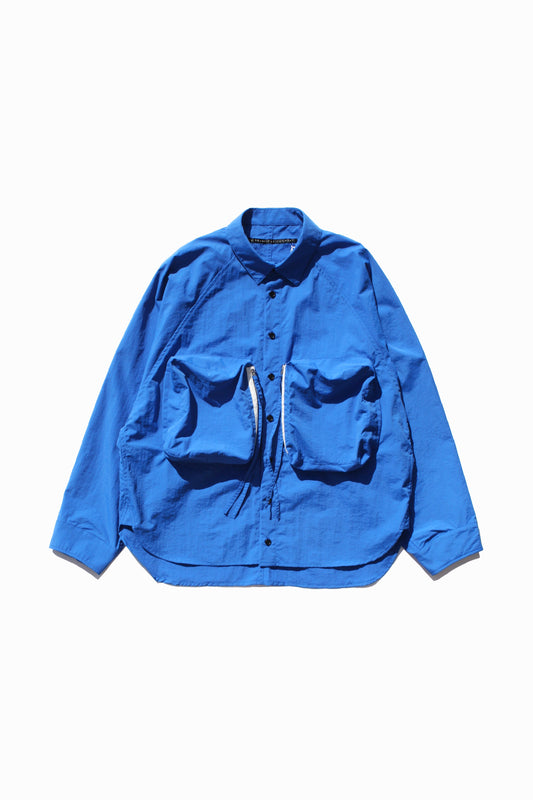 MY BEAUTIFUL LANDLET NYLON DYED TAFFETA BIG POCKET SHIRT - BLUE