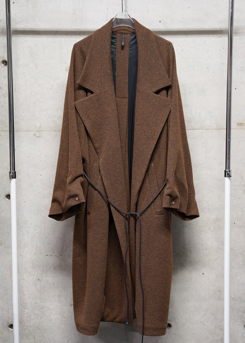 MY BEAUTIFUL LANDLET RECYCLED MELANGE WOOL KNIT LONG COAT - BROWN