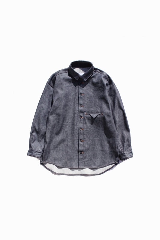VOAAOV LOOSE DENIM SHIRT - INDIGO