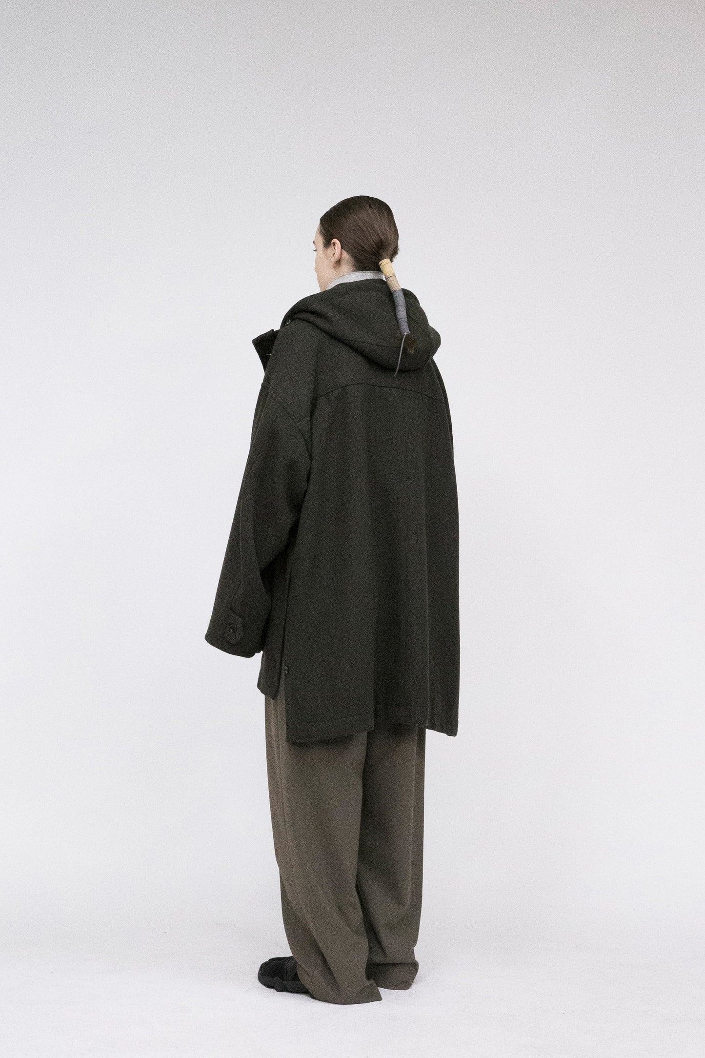 21AW, VOMP-G81, VOAAOV YABURE OIL CUT WOOL HOOD BLOUSON - BLACK / OLIVE, VOAAOV (ヴォアーブ) を取扱う正規通販ストアTOYASIDO。