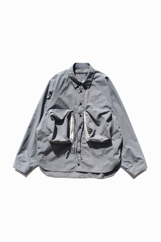 MY BEAUTIFUL LANDLET NYLON DYED TAFFETA BIG POCKET SHIRT - GRAY
