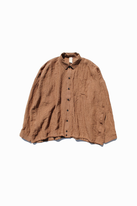 O PROJECT FLAX LAWN BOMBER SHIRT - KAKISHIBU DYED