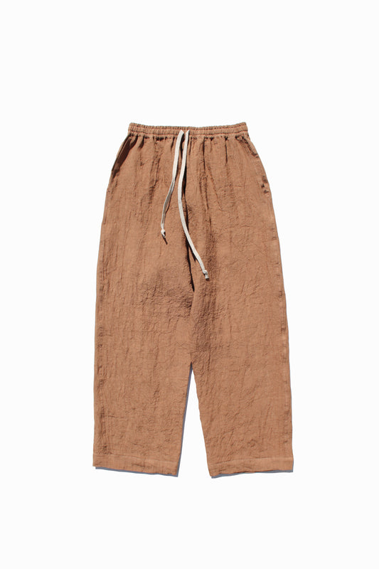 O PROJECT FLAX LAWN JOGGING TROUSERS - KAKISHIBU DYED