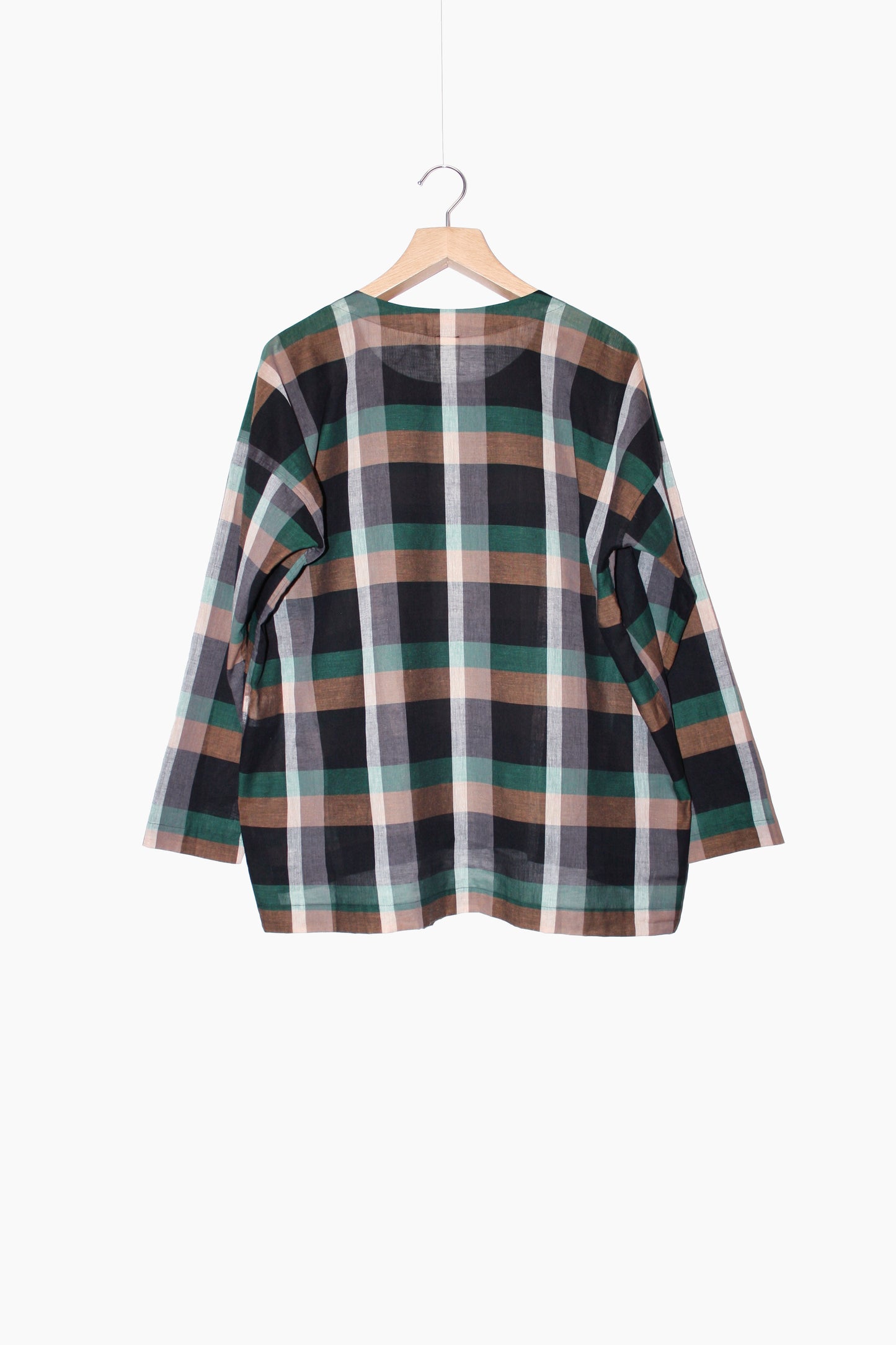O PROJECT CHECKED VOILE LS WOVEN TEE - CHECK