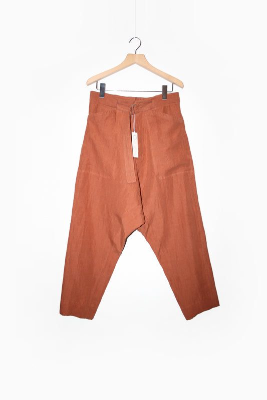 O PROJECT HEMP MELE CLOTH CHINO TROUSERS - RED BRICK