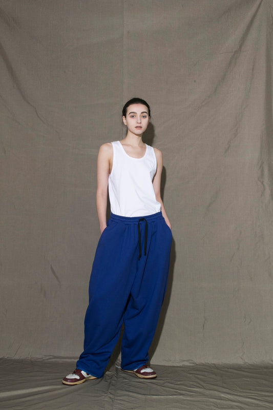 MY BEAUTIFUL LANDLET 30/7 FLEECY FABRIC BIG SWEAT PANTS - BLUE