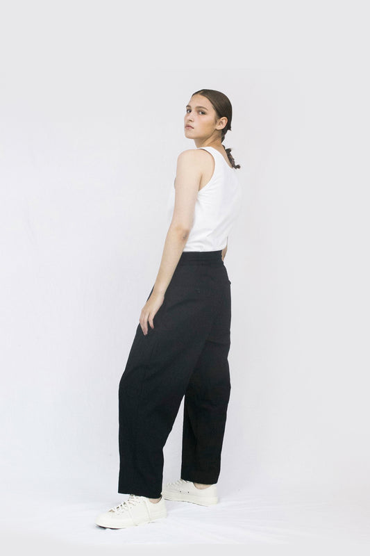 VOAAOV COTTON X NYLON RUDEBACK HALF PANTS - BLACK