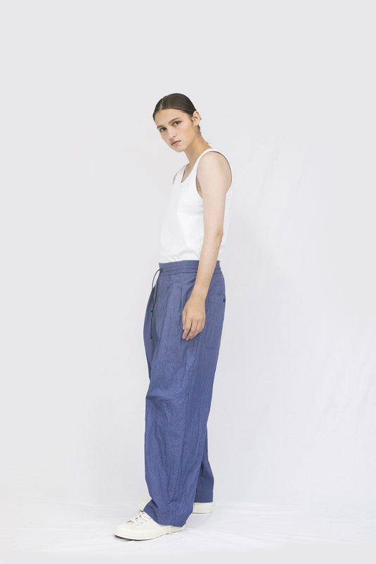 VOAAOV COTTON x NYLON RUDEBACK HALF PANTS - PURPLE