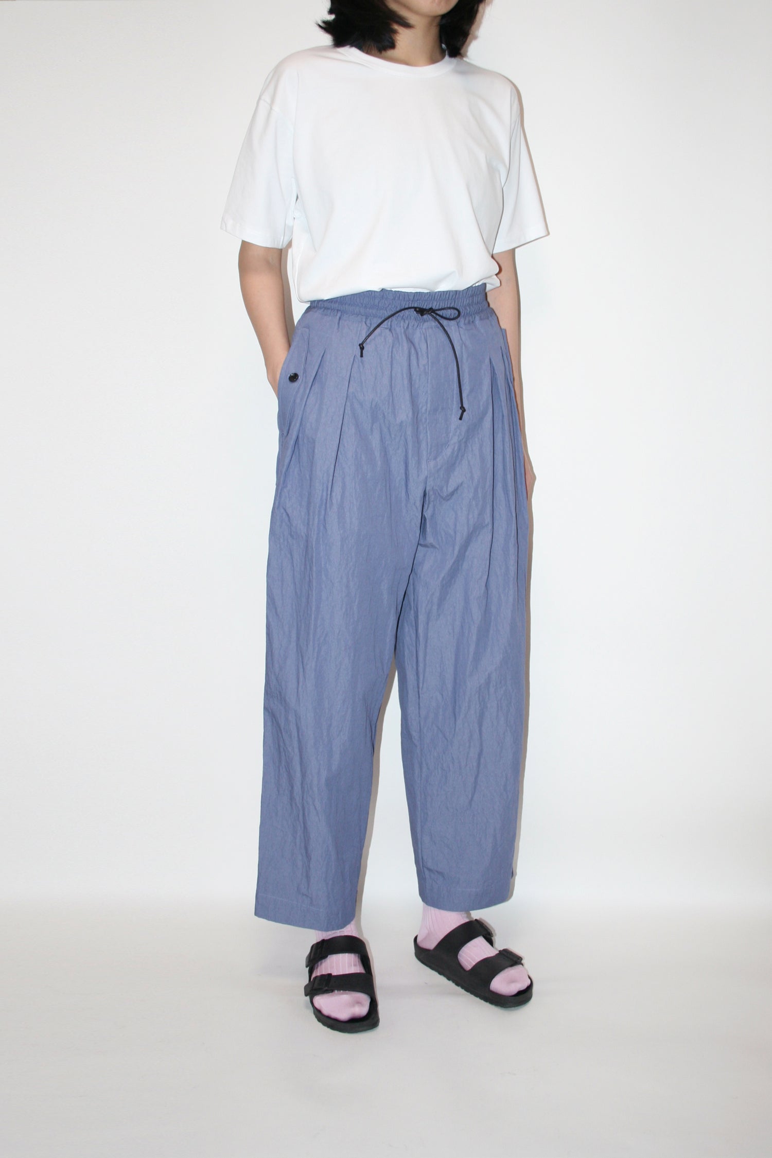 VOAAOV COTTON x NYLON RUDEBACK HALF PANTS - PURPLE