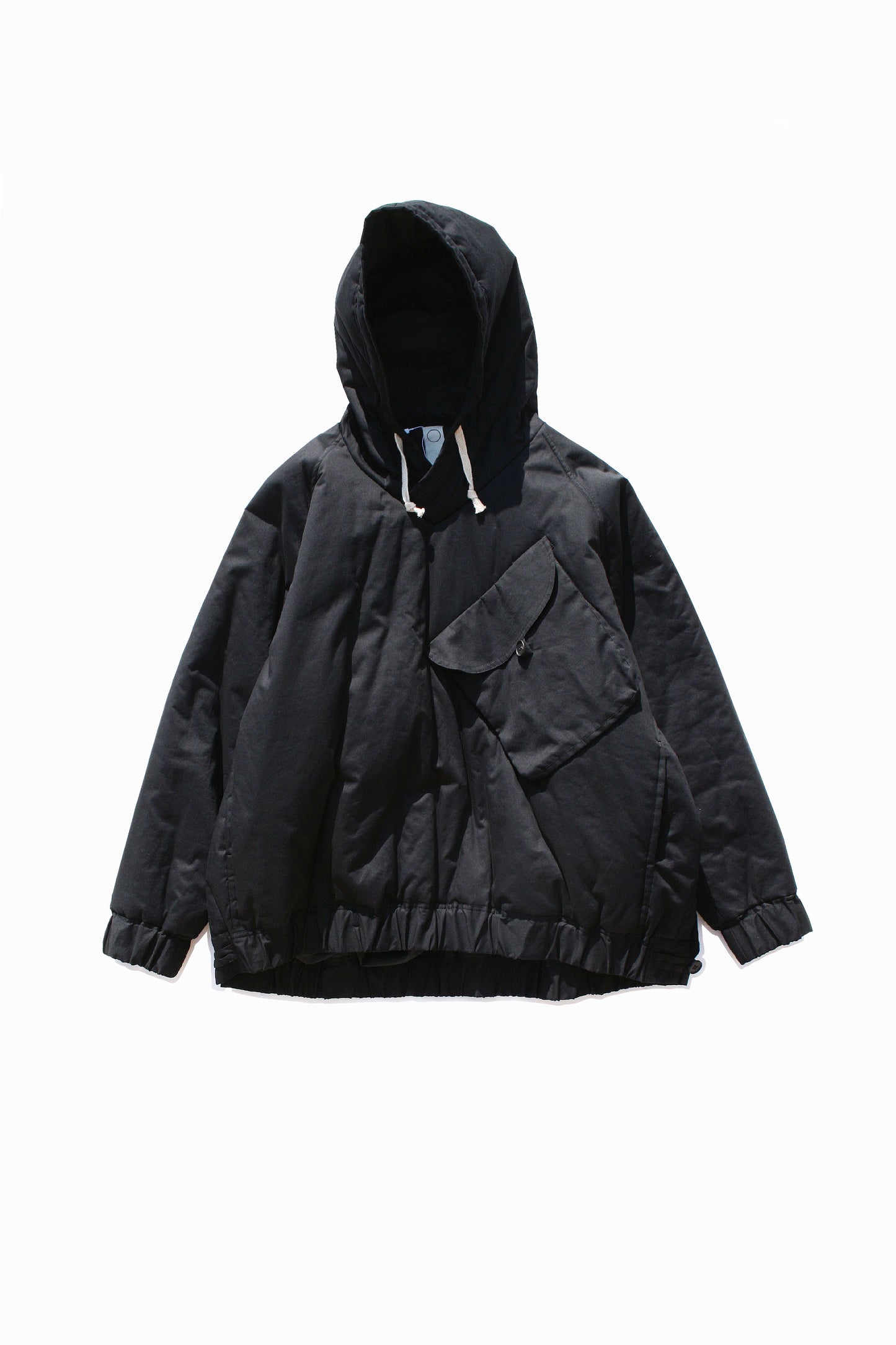 O PROJECT WATER-REPELLENT PADDED POPLIN HOODED PULLOVER JACKET - BLACK